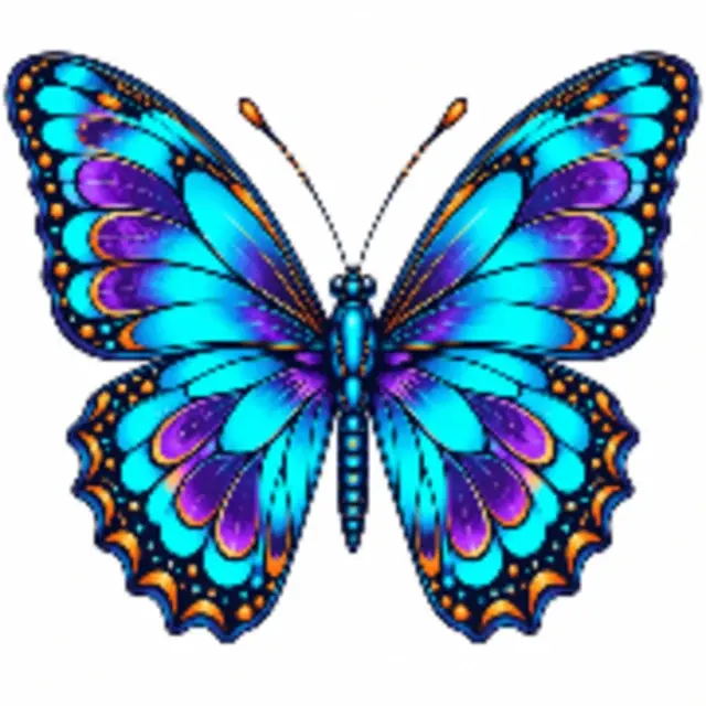 Neon butterfly artwork: 720 × 720px — tool output