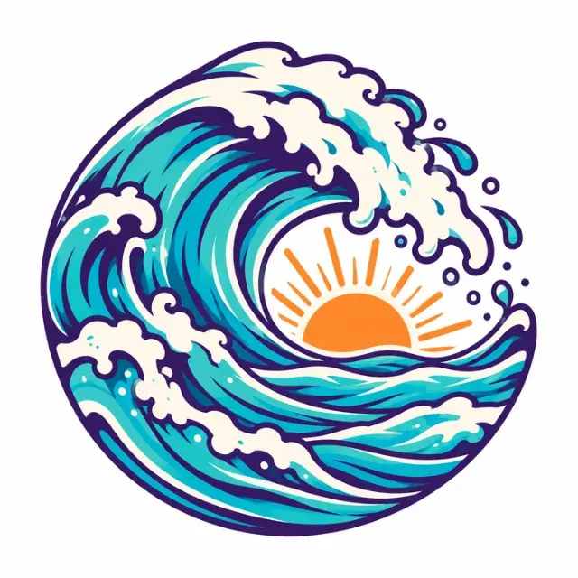 Ocean-wave apparel artwork: Flat ocean-wave art